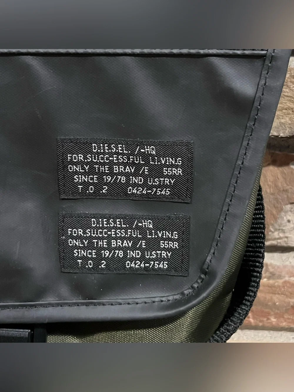 Diesel Small Black and Olive Crossbody Messenger Bag